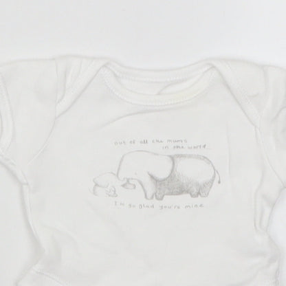 George Baby White   Romper One-Piece Size Newborn  - Elephants