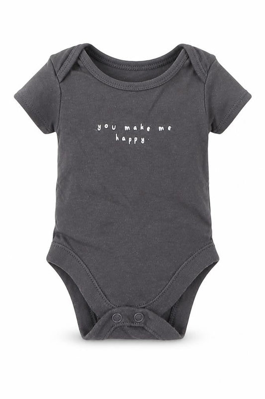Front view of George Baby Grey Romper One-Piece Size Newborn