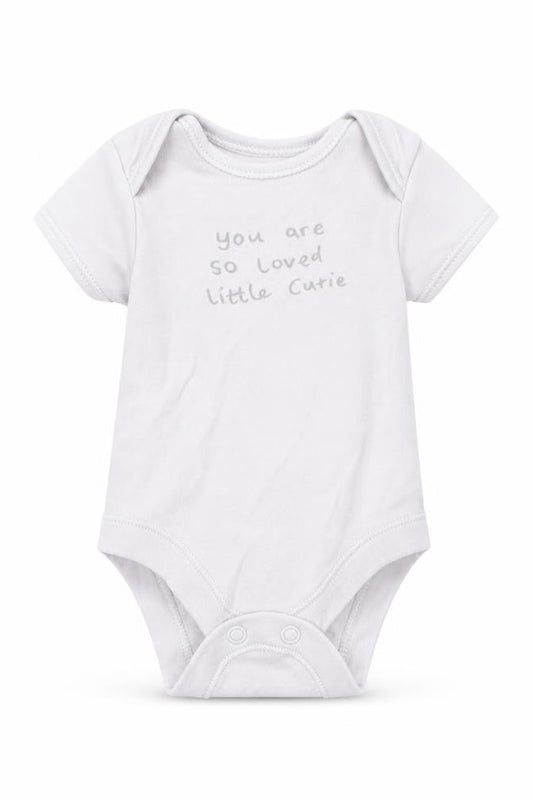 Front view of George Baby Grey Romper One-Piece Size Newborn - Little Cutie