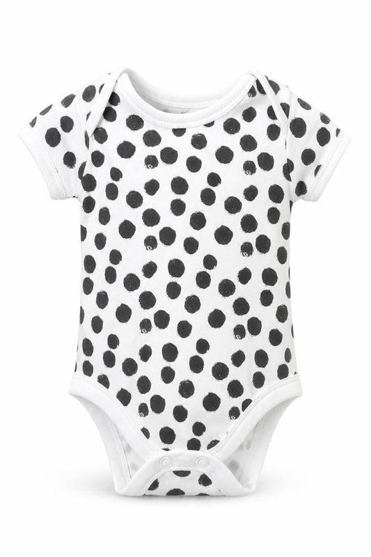 Front view of George Baby White Polka Dot Romper One-Piece Size Newborn