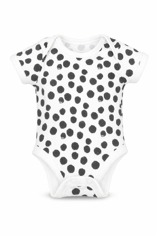 Front view of George Baby White Polka Dot Romper One-Piece Size Newborn