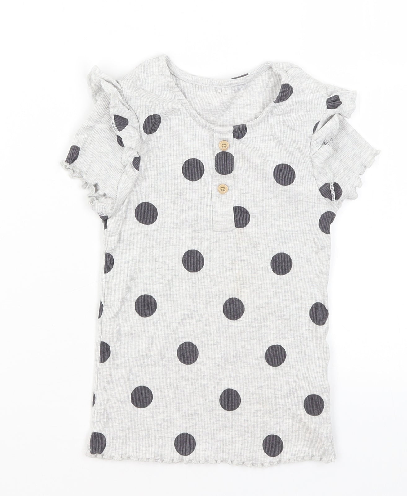 George Girls Green Polka Dot  Basic T-Shirt Size 5-6 Years
