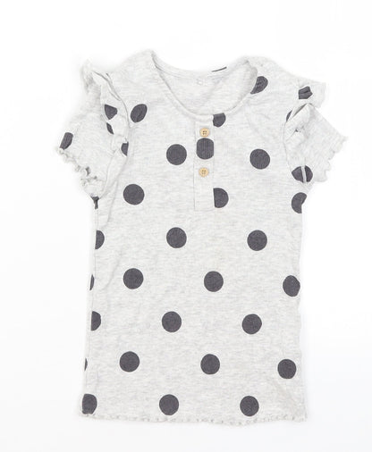 George Girls Green Polka Dot  Basic T-Shirt Size 5-6 Years