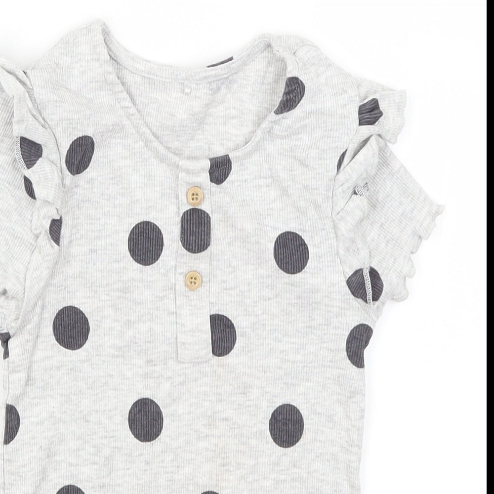 George Girls Green Polka Dot  Basic T-Shirt Size 5-6 Years
