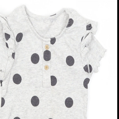 George Girls Green Polka Dot  Basic T-Shirt Size 5-6 Years
