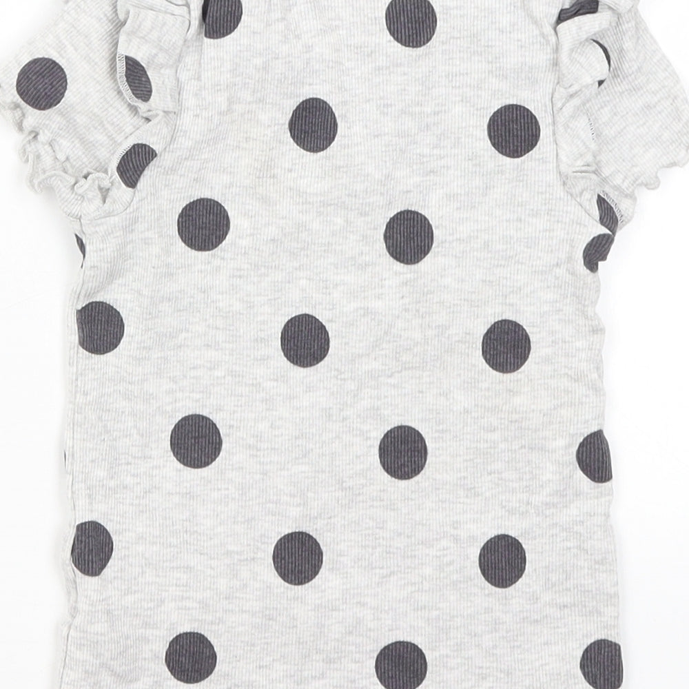 George Girls Green Polka Dot  Basic T-Shirt Size 5-6 Years