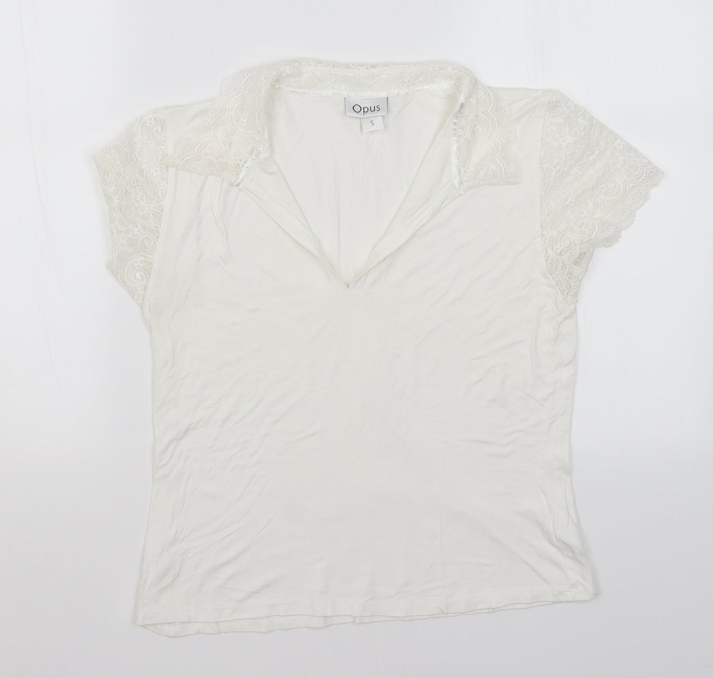 Womens UK Size S OPUS White Basic T-Shirt