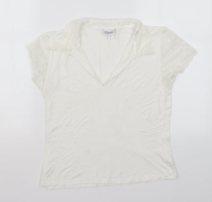 Womens UK Size S OPUS White Basic T-Shirt