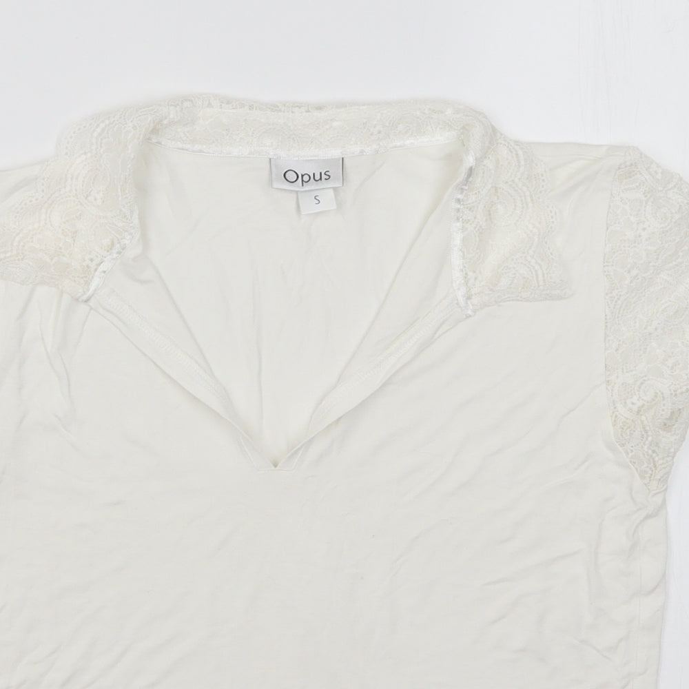 Womens UK Size S OPUS White Basic T-Shirt