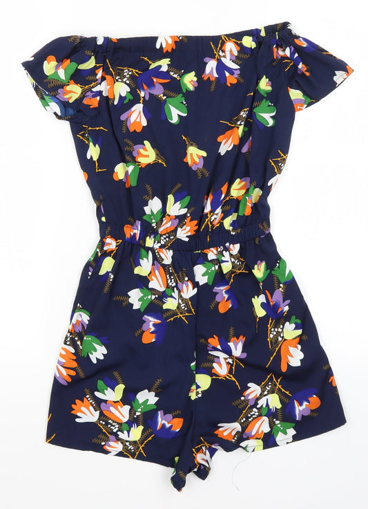Atmosphere Womens Blue Floral  Romper One-Piece Size 4