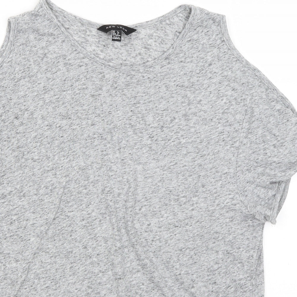 Womens UK Size 8 New Look Grey Basic T-Shirt