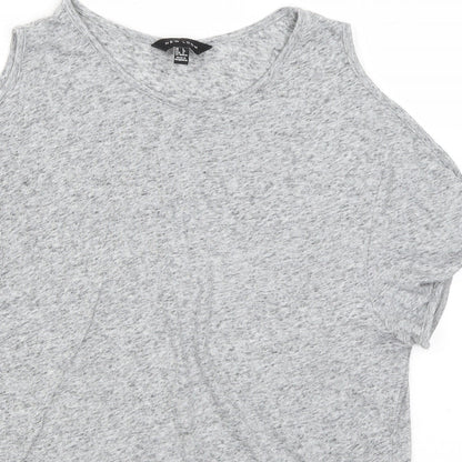 Womens UK Size 8 New Look Grey Basic T-Shirt