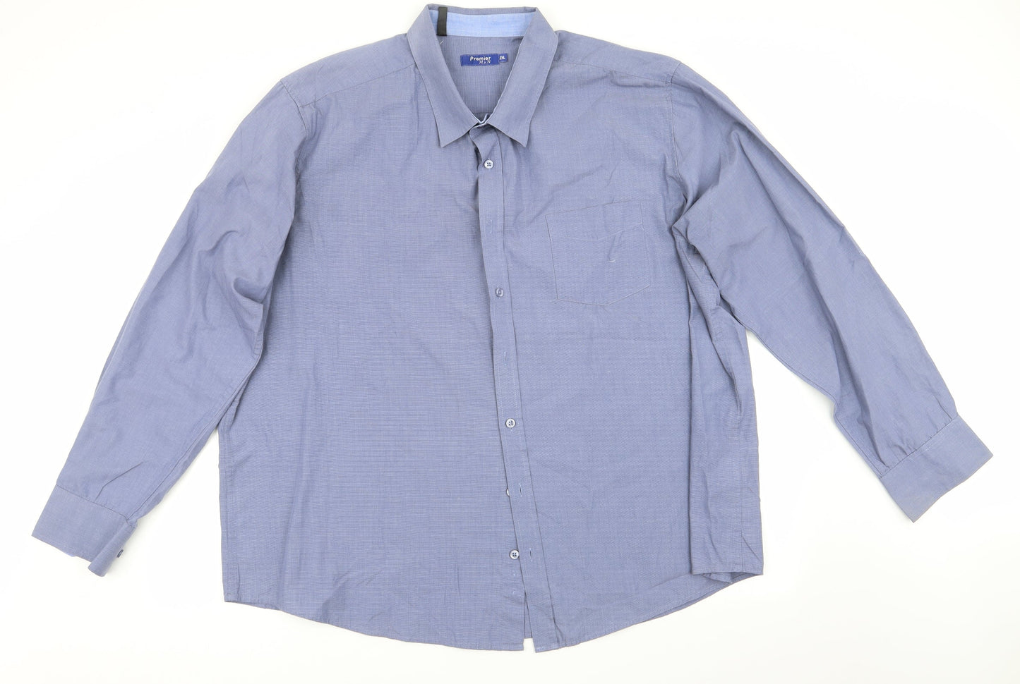 Mens UK Size 2XL Premier Man Blue  Button-Up Long Sleeve Casual Shirt