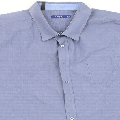 Mens UK Size 2XL Premier Man Blue  Button-Up Long Sleeve Casual Shirt