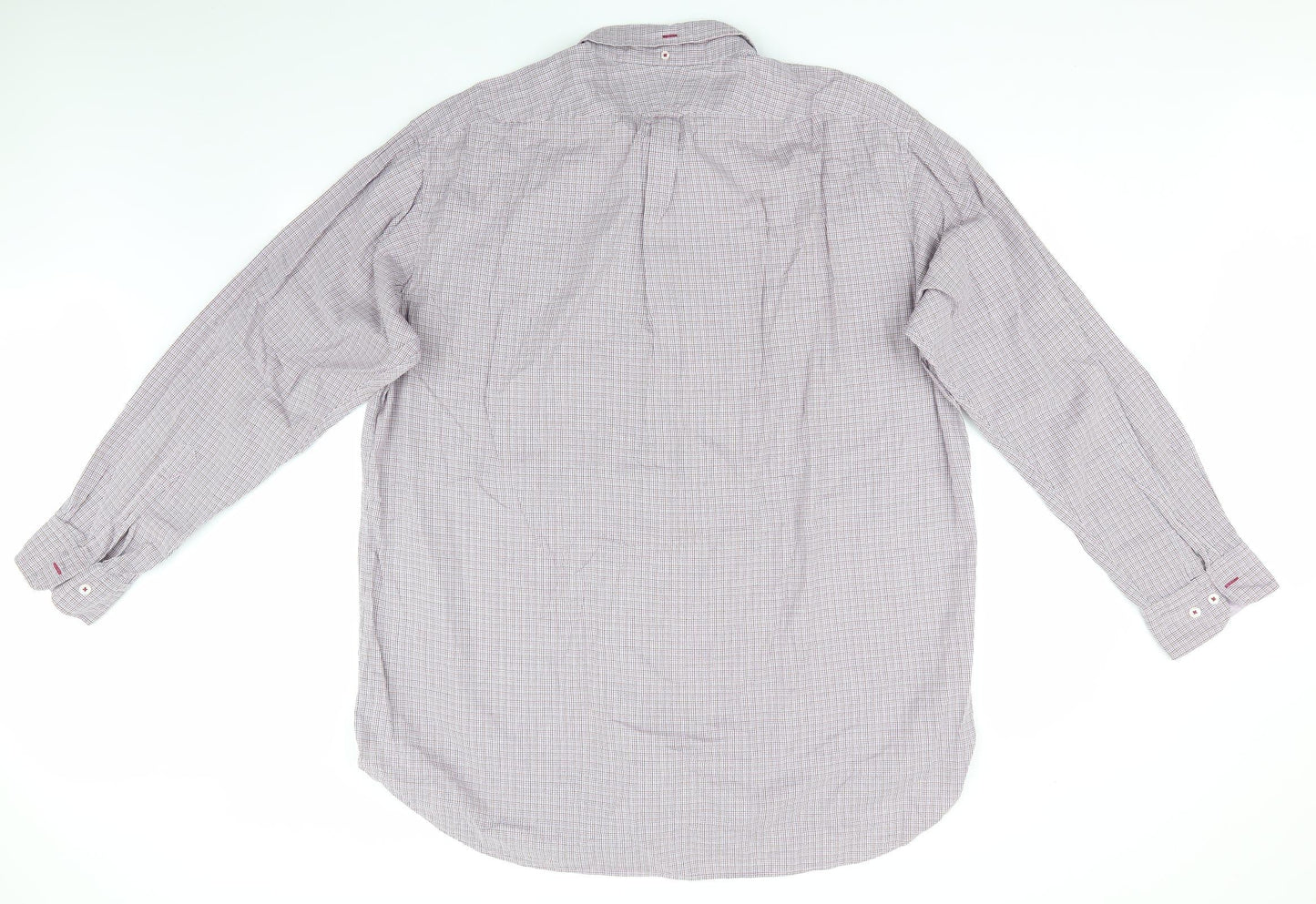 Tomas Mayes Mens Purple Check   Button-Up Size 2XL  - Lilac Pink Blue Orange fine line checks Buttons Collar