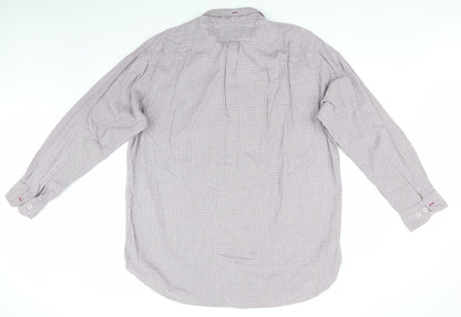 Tomas Mayes Mens Purple Check   Button-Up Size 2XL  - Lilac Pink Blue Orange fine line checks Buttons Collar