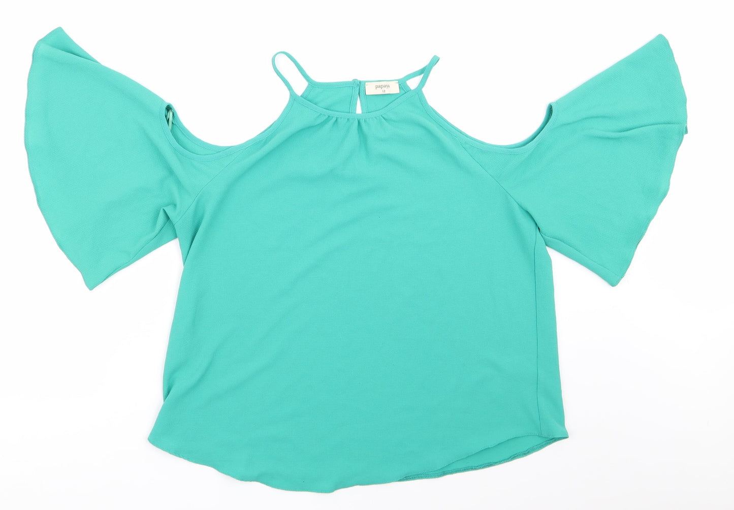Papaya Womens Green   Basic Blouse Size 12  - Cut out shoulders