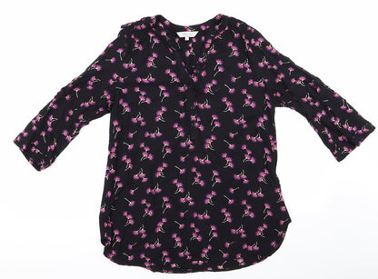 Womens UK Size 10 Peacocks Black Basic Button-Up