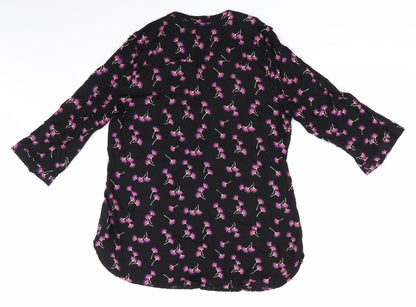Womens UK Size 10 Peacocks Black Basic Button-Up