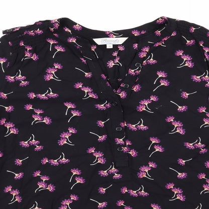 Womens UK Size 10 Peacocks Black Basic Button-Up