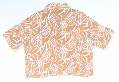 Womens UK Size 14 Peacocks Brown Basic Button-Up