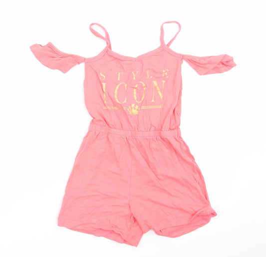 Studio Girls Orange   Shorts One-Piece Size 6-7 Years  - Cut out shoulders Style Icon
