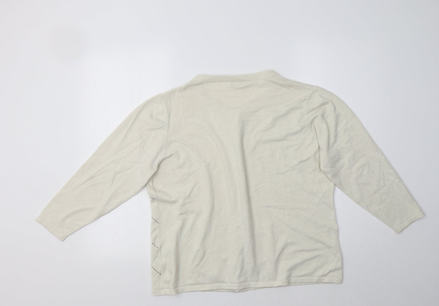 //text.. Womens Ivory Geometric  Cardigan Jumper Size XL