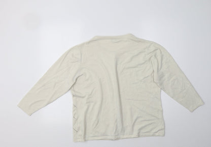 //text.. Womens Ivory Geometric  Cardigan Jumper Size XL