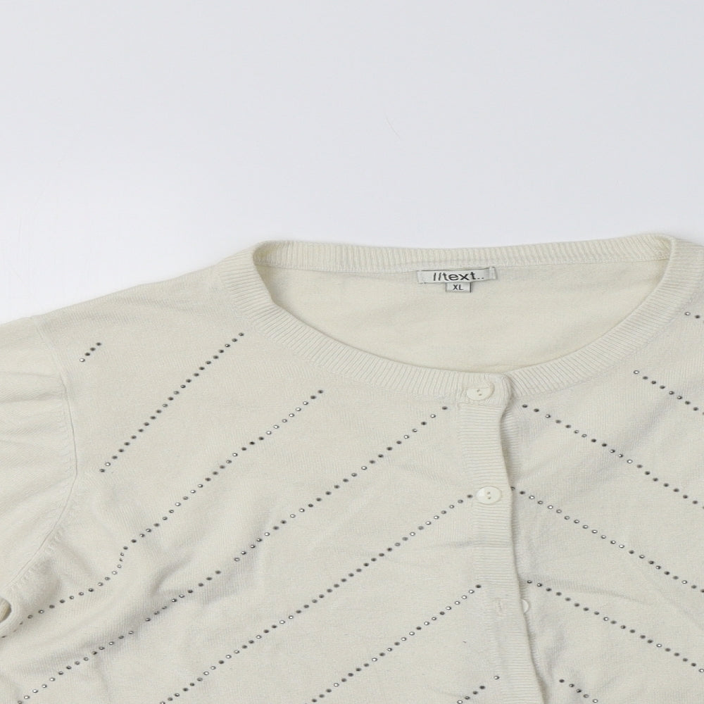 //text.. Womens Ivory Geometric  Cardigan Jumper Size XL