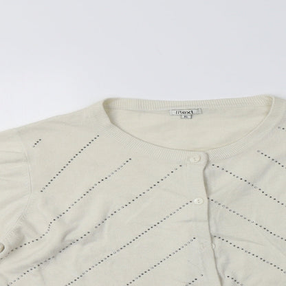 //text.. Womens Ivory Geometric  Cardigan Jumper Size XL