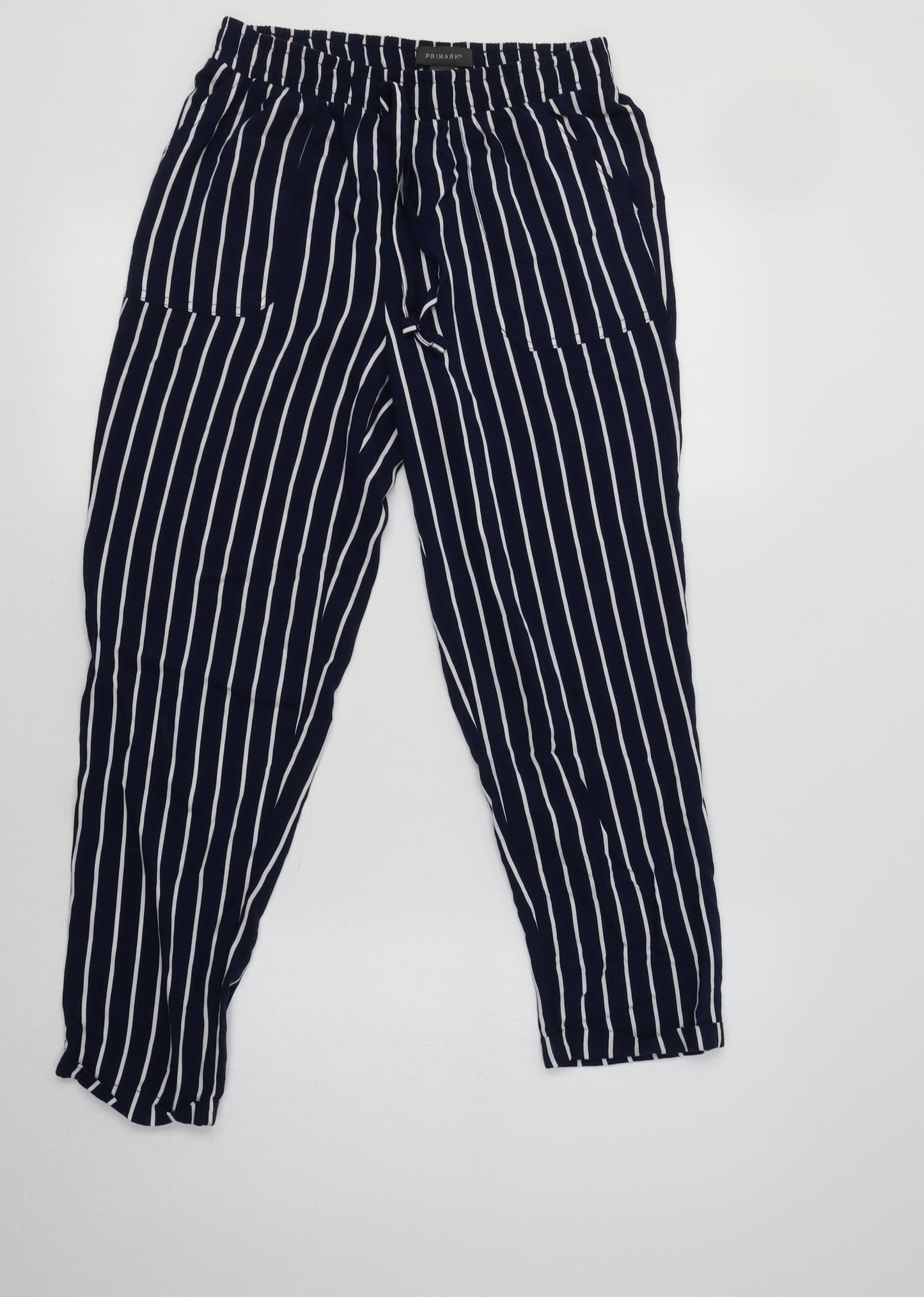 Primark Womens Blue Striped  Trousers  Size 8 L25 in