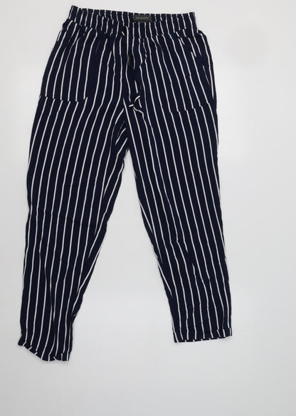 Primark Womens Blue Striped  Trousers  Size 8 L25 in