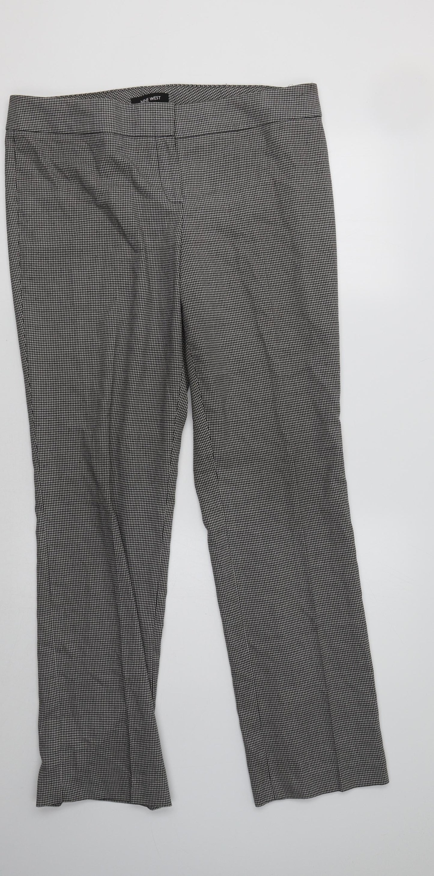 Nine West Womens Grey Houndstooth  Dress Pants Trousers Size 10 L30 in