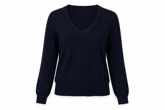 Front view of Marks & Spencer women’s blue jumper, size UK 12