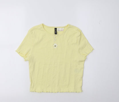 Womens UK Size M H&M Yellow Cropped Polo