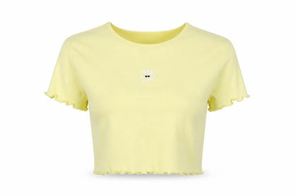 Womens UK Size M H&M Yellow Cropped Polo