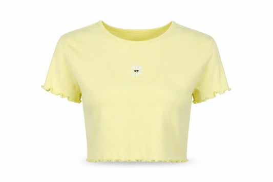 Womens UK Size M H&M Yellow Cropped Polo