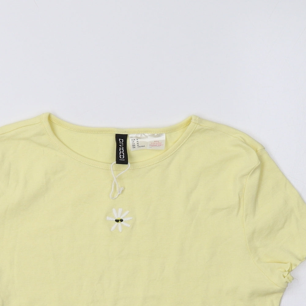 Womens UK Size M H&M Yellow Cropped Polo