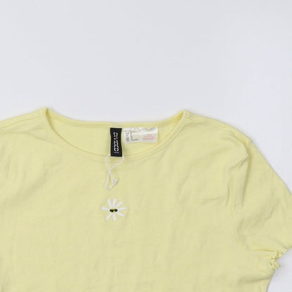 Womens UK Size M H&M Yellow Cropped Polo