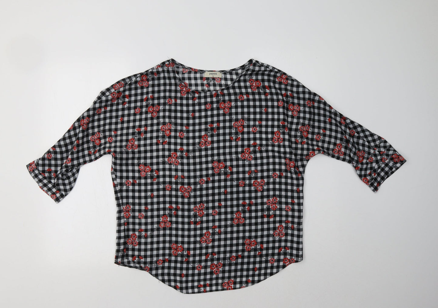 Papaya Womens Grey Check  Basic Blouse Size 10