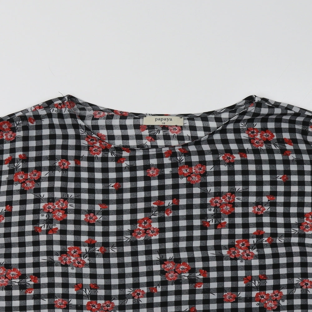 Papaya Womens Grey Check  Basic Blouse Size 10