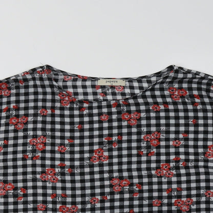 Papaya Womens Grey Check  Basic Blouse Size 10