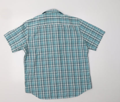 Mens UK Size L M&S Blue  Button-Up Short Sleeve Casual Shirt