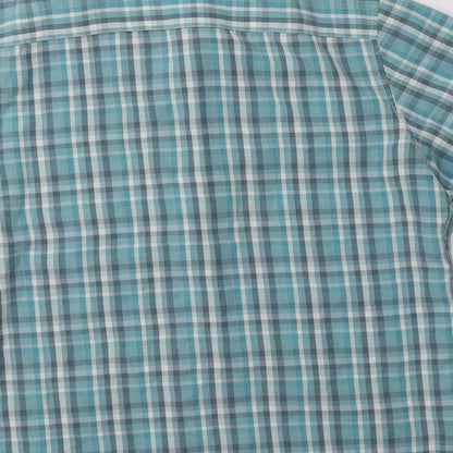 Mens UK Size L M&S Blue  Button-Up Short Sleeve Casual Shirt