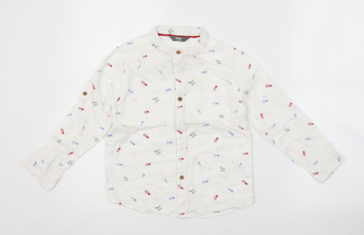 MAX Boys White Spotted  Basic Button-Up Size 7-8 Years