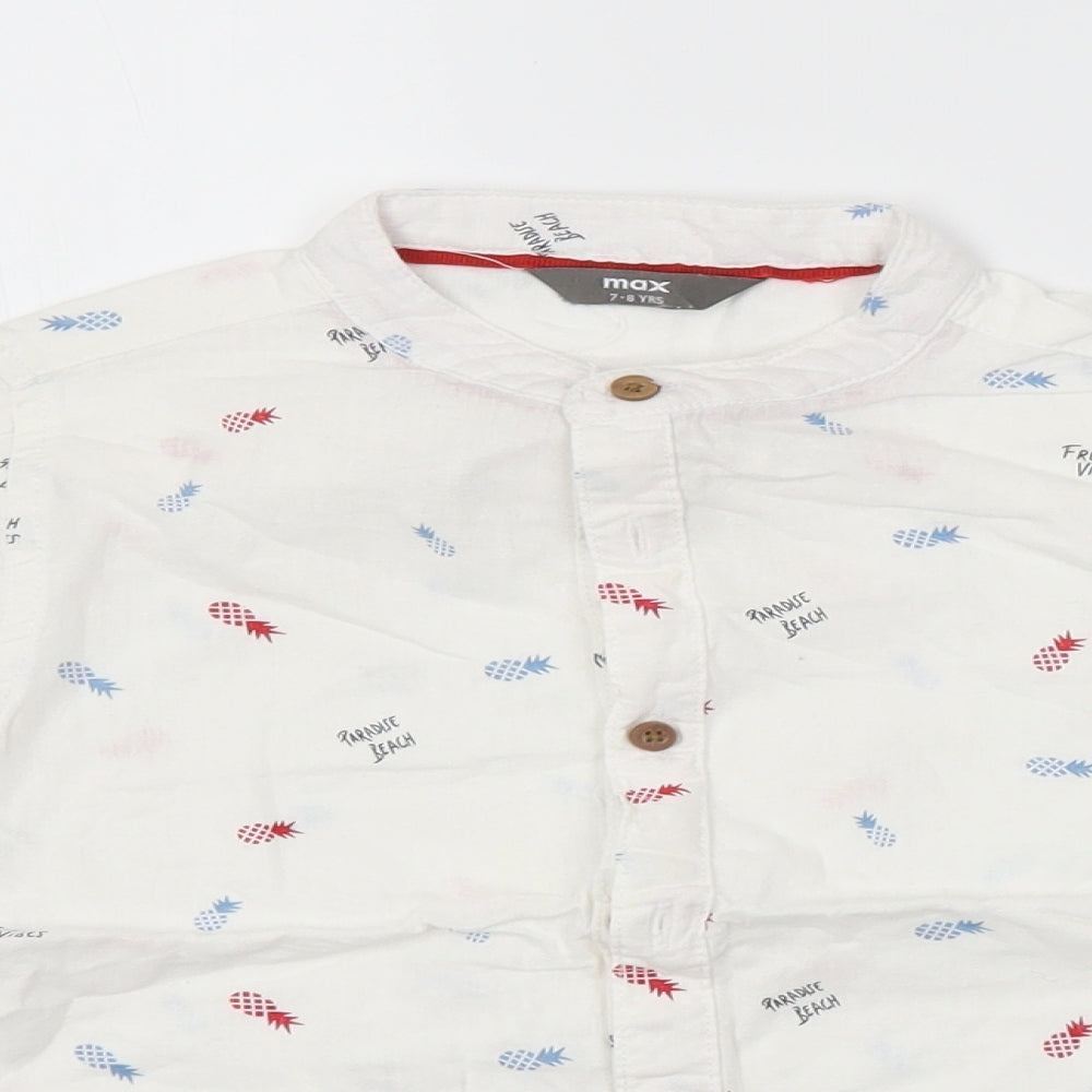 MAX Boys White Spotted  Basic Button-Up Size 7-8 Years