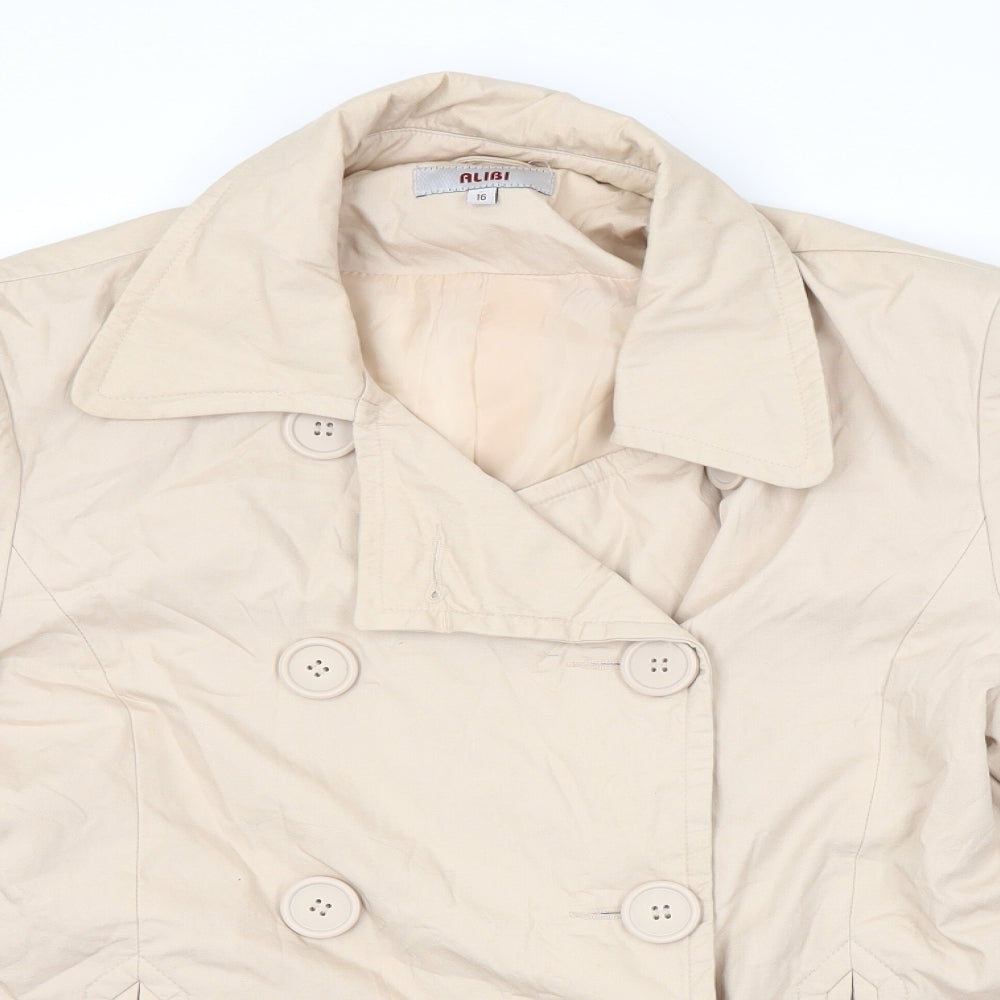 Womens UK Size 16 ALIBI Beige Pea Coat