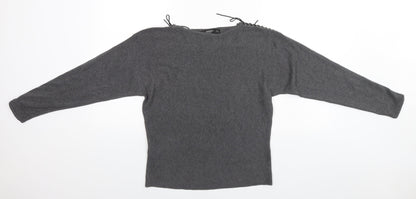Womens UK Size 4 Mango Grey Basic T-Shirt
