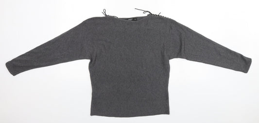 Womens UK Size 4 Mango Grey Basic T-Shirt