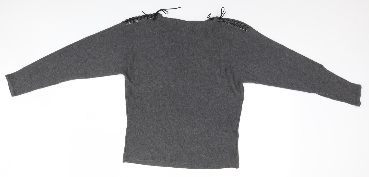 Womens UK Size 4 Mango Grey Basic T-Shirt